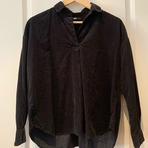 Corduroy 70s inspired UNQILO blouse. Dark Blue.